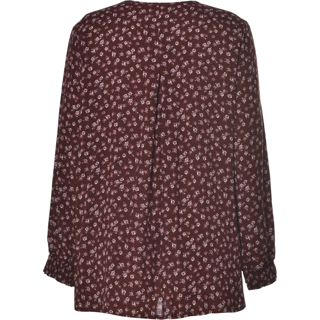 Gozzip Woman Bertha Shirt Blouse Shirt Blouse Bordeaux Printed