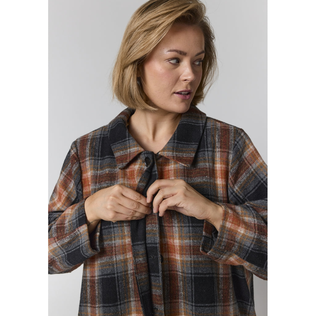 Gozzip Woman GAlaya long checked coat Coat Multi Colour