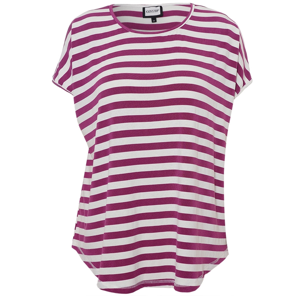 Gozzip Woman GGitte T-shirt striped T-Shirt Lilac Stripe