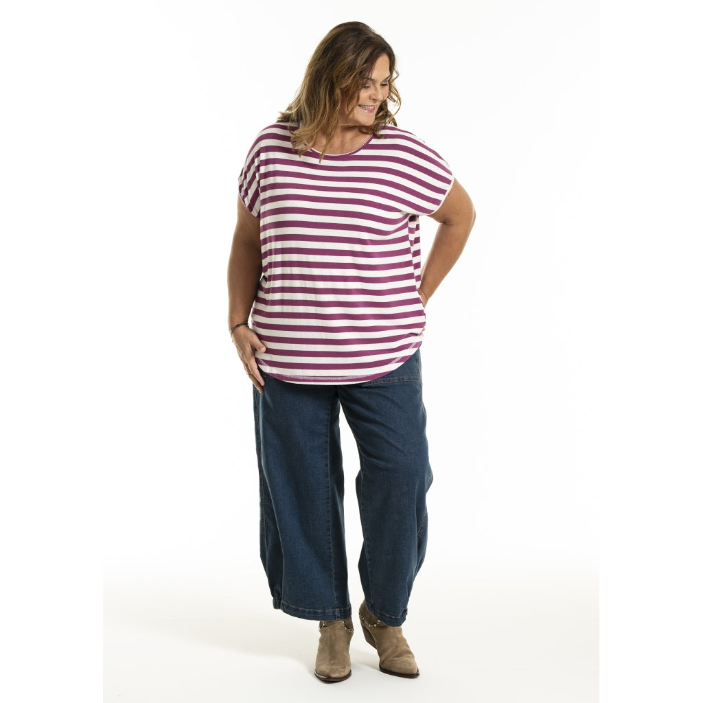 Gozzip Woman GGitte T-shirt striped T-Shirt Lilac Stripe
