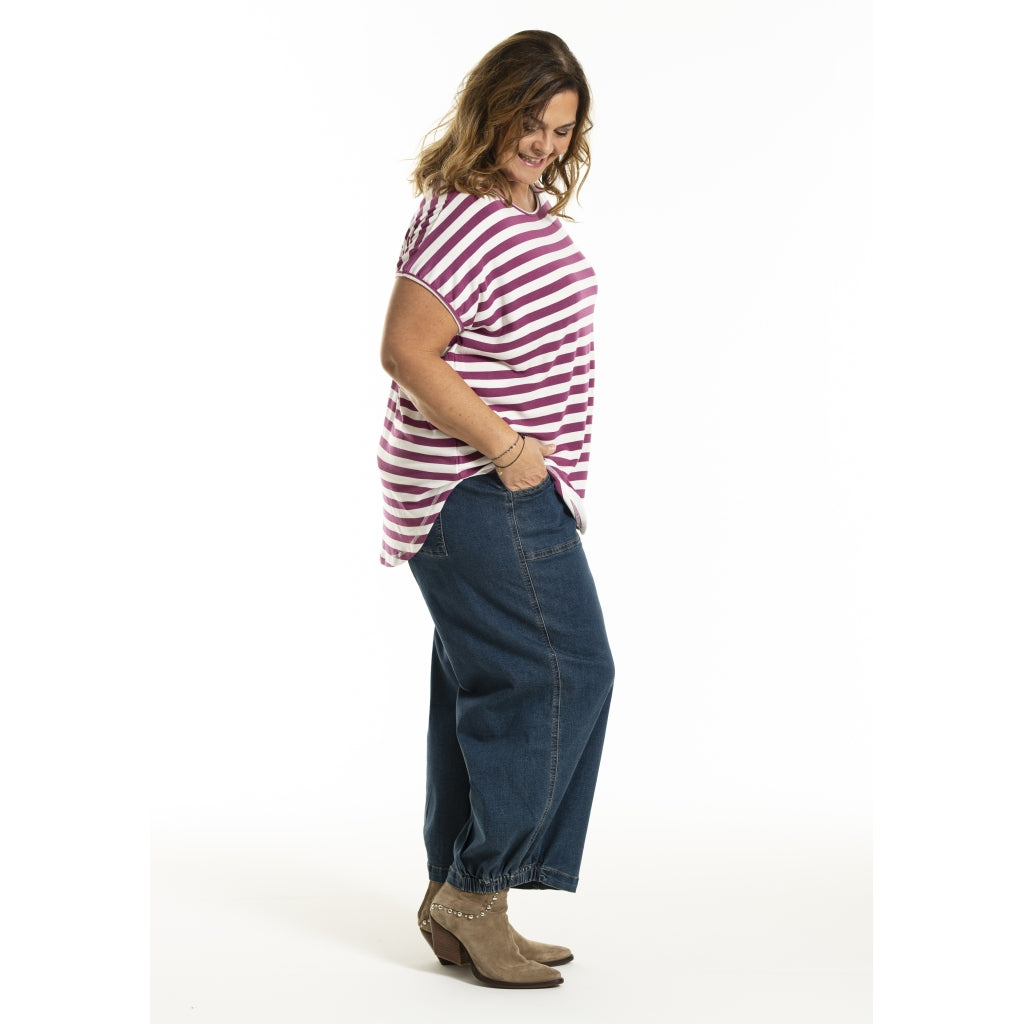Gozzip Woman GGitte T-shirt striped T-Shirt Lilac Stripe
