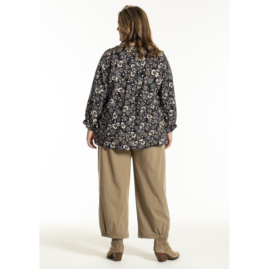 Gozzip Woman GIben Blouse Blouse Black Print