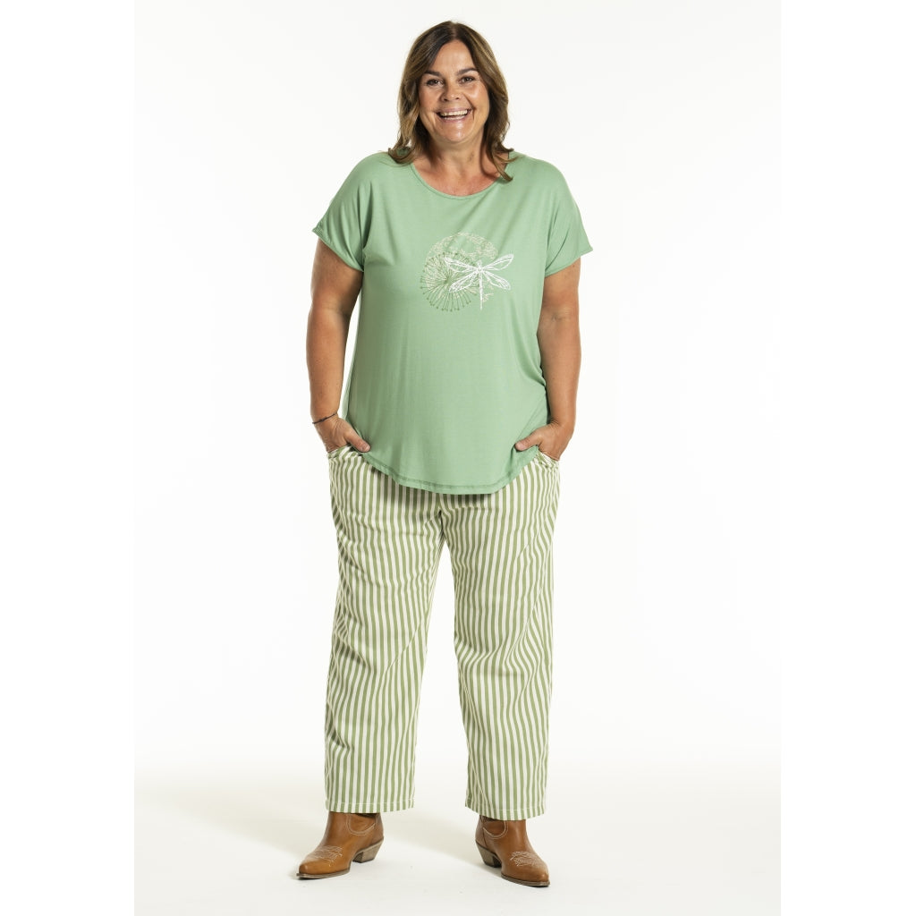 Gozzip Woman GJeanna Pants Pants Green Stripe