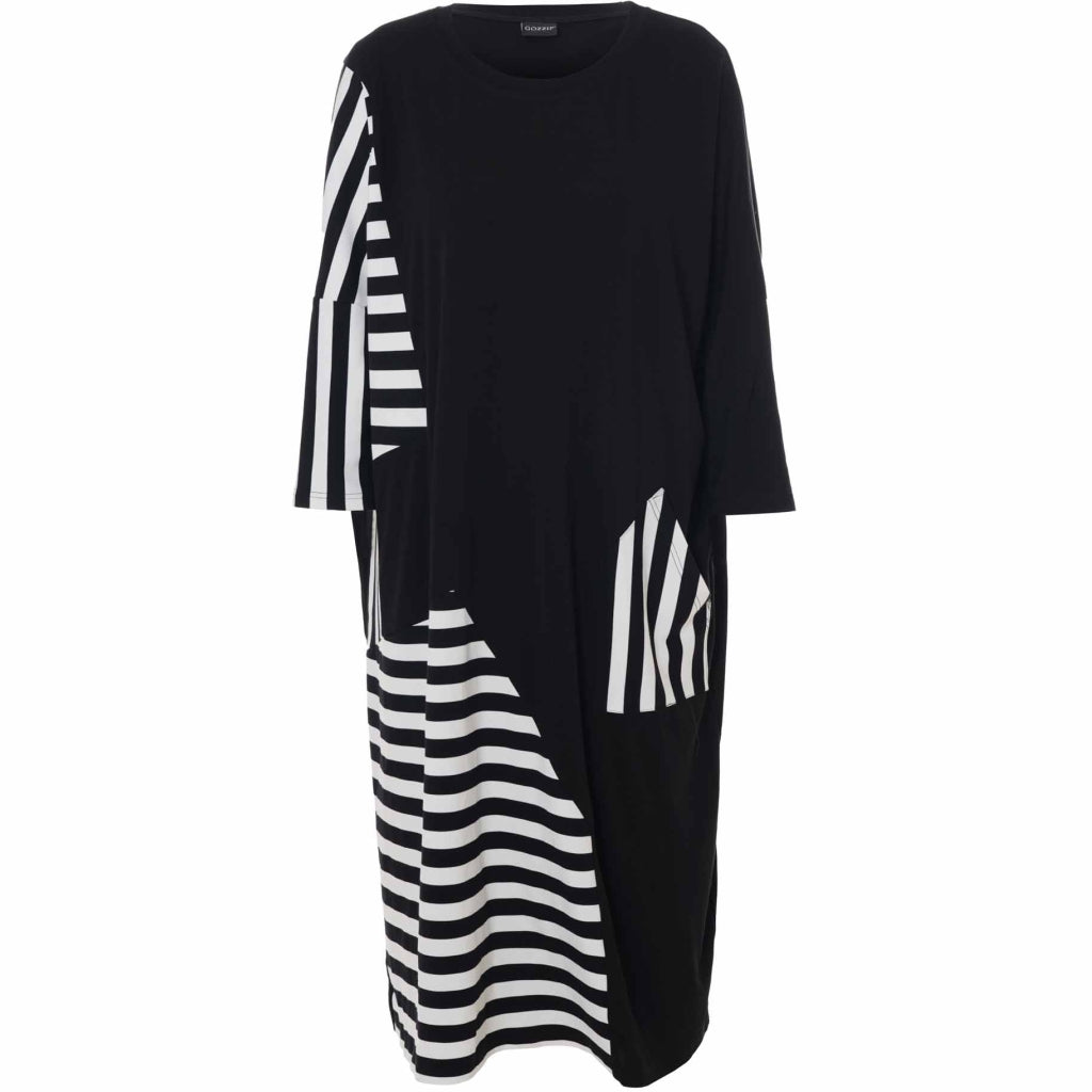 Gozzip Woman Marita Dress Dress Black with mix with stripe