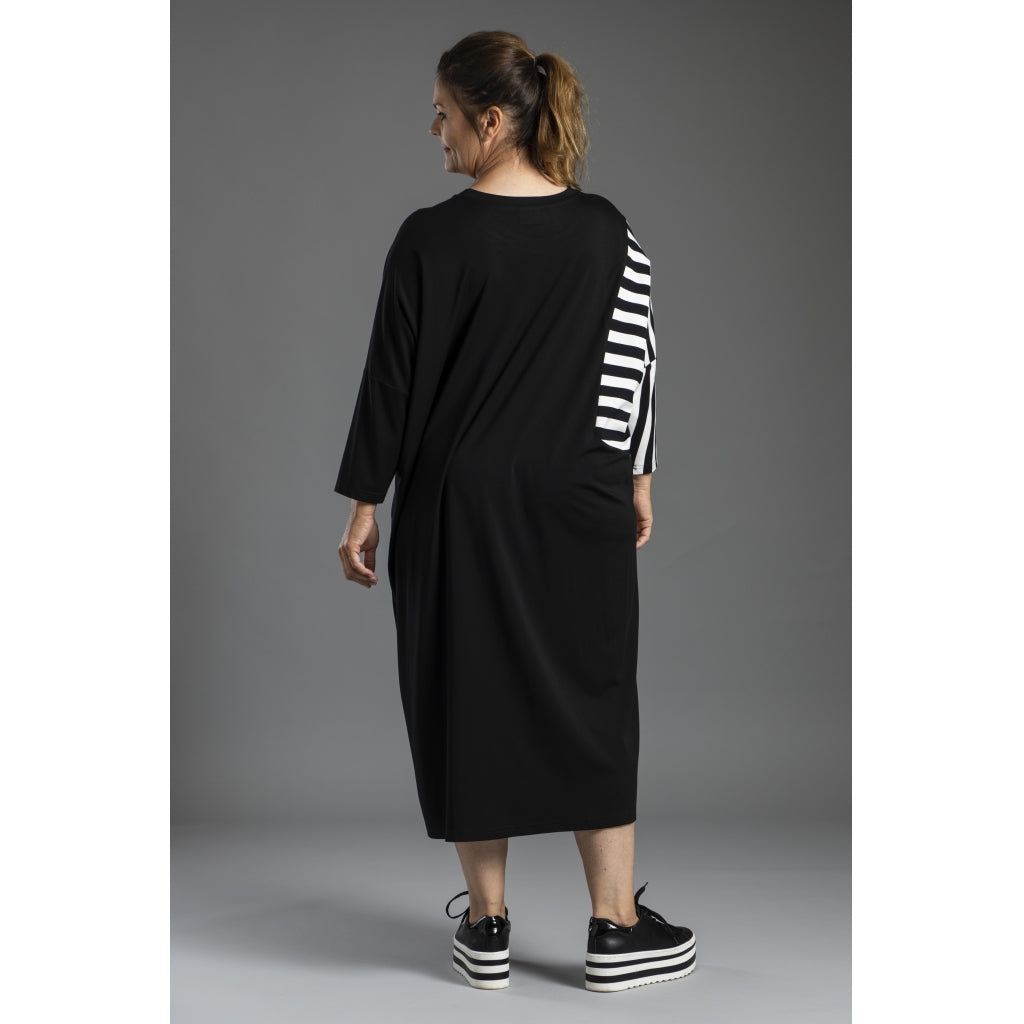 Gozzip Woman Marita Dress Dress Black with mix with stripe