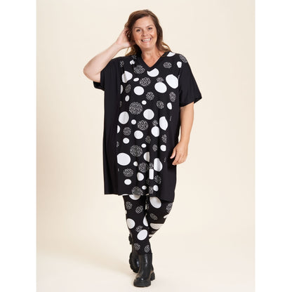 Gozzip Woman Ellen Tunic Tunic Black with white dots