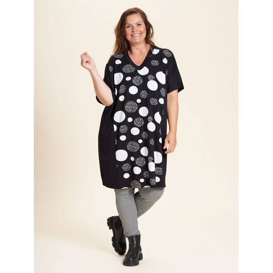 Gozzip Woman Ellen Tunic Tunic Black with white dots