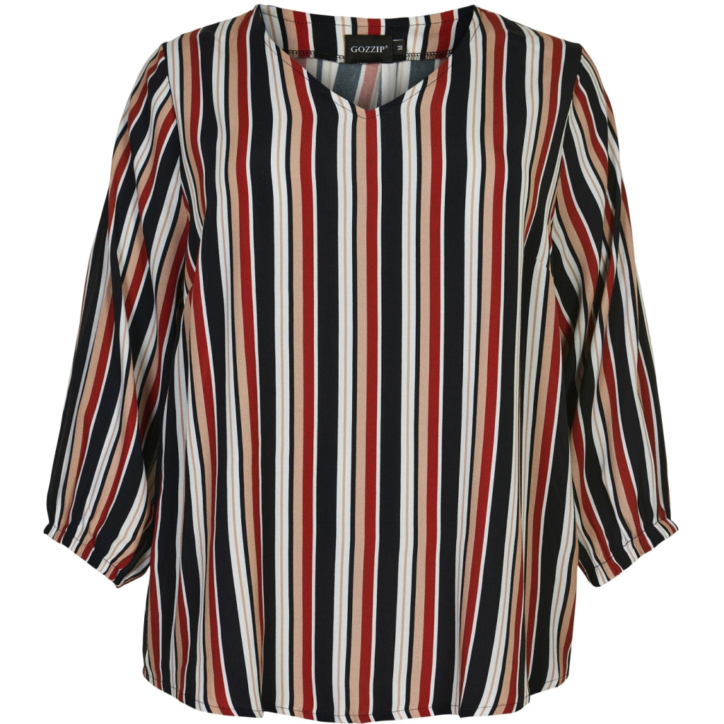 Gozzip Woman Ena Blouse Shirt Blouse Black/Burn Orange Stripe