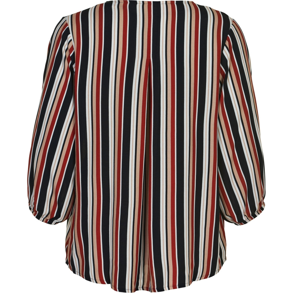 Gozzip Woman Ena Blouse Shirt Blouse Black/Burn Orange Stripe