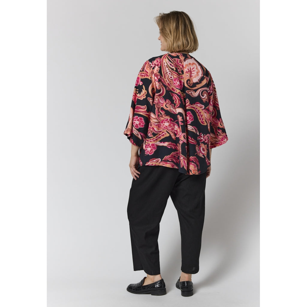 Gozzip Woman GAlva Blouse Blouse Black with orange flowers