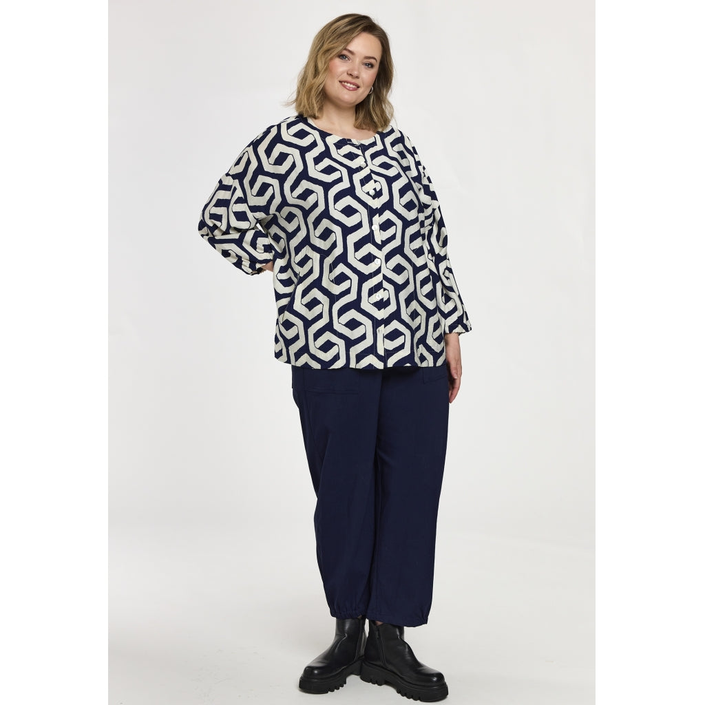 Gozzip Woman GAnnbrit Shirt Shirt Blue offwhite print