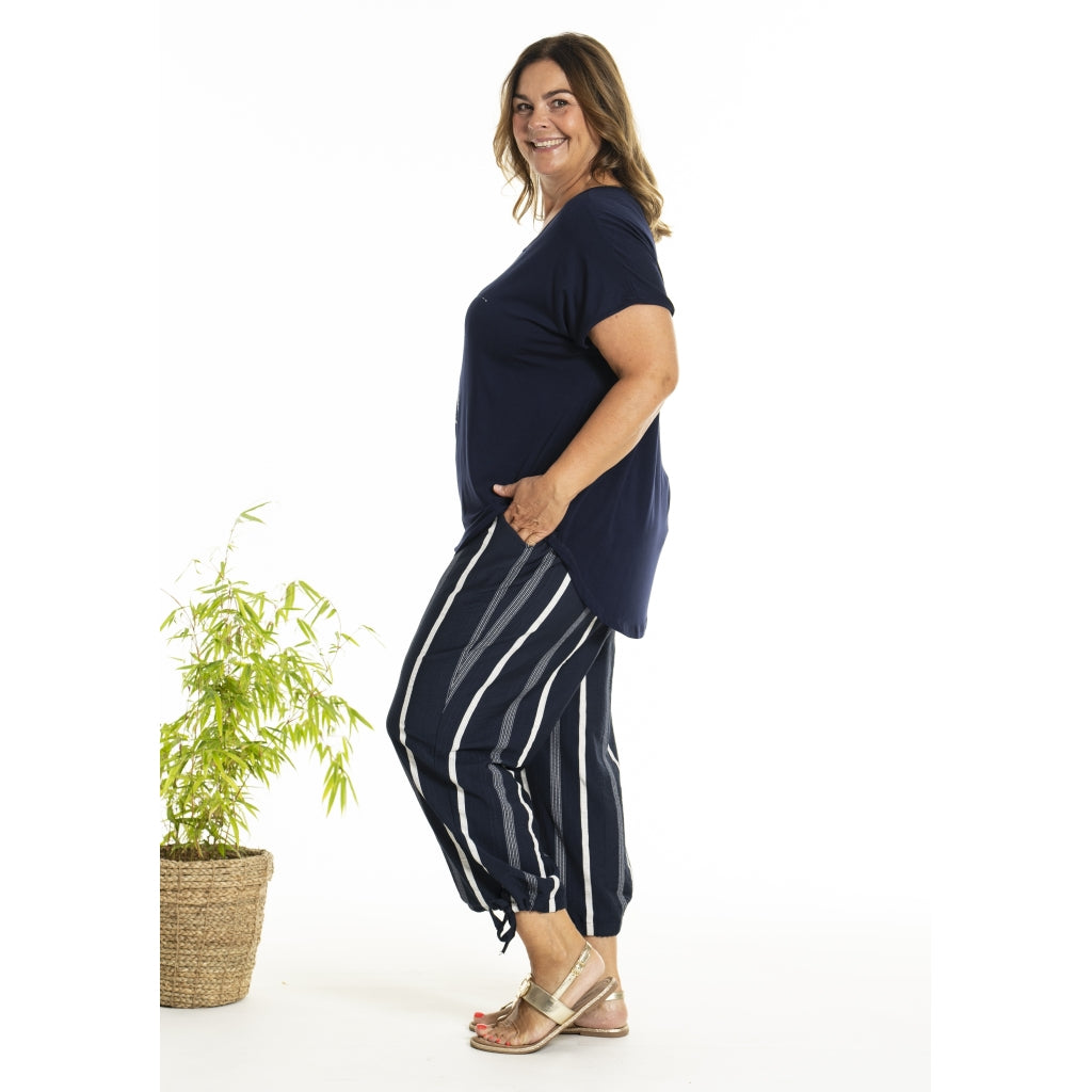 Gozzip Woman GAugusta Pants 7/8 7/8 Pant Navy stripe
