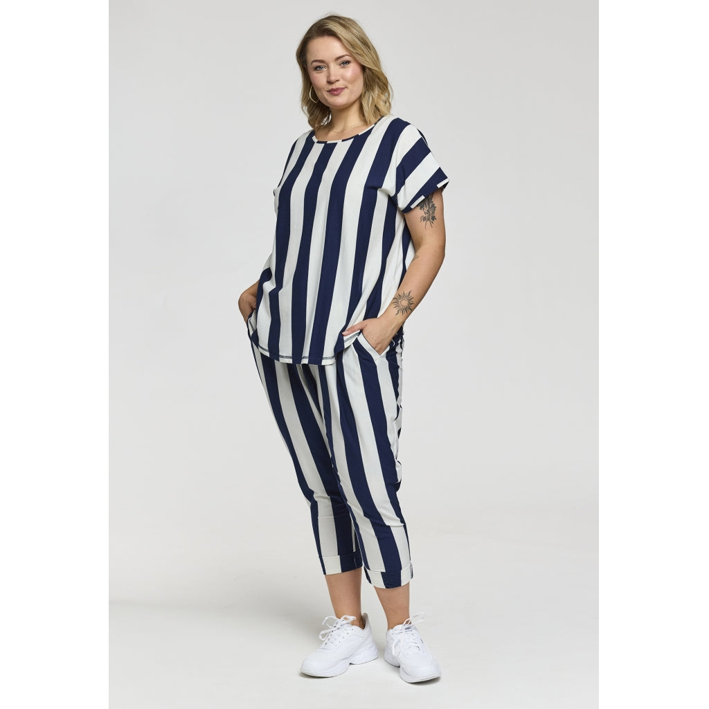 Gozzip Woman GBenita Pants Pants White/Navy stripe