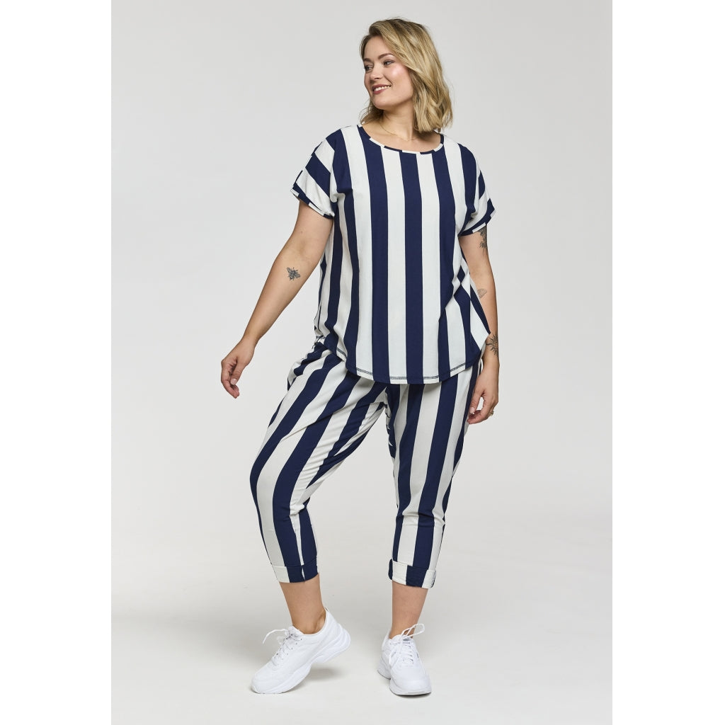 Gozzip Woman GBenita Pants Pants White/Navy stripe