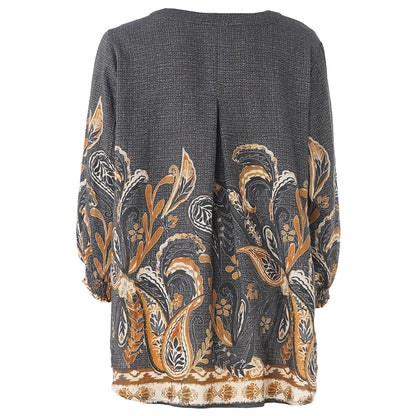 Gozzip Woman GBeth Blouse Blouse Black board fabric with brown pattern