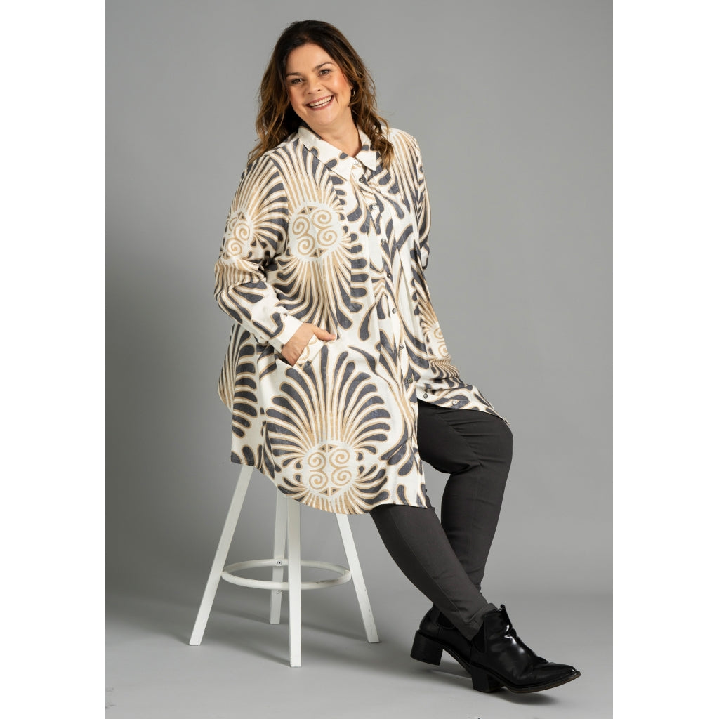 Gozzip Woman GBirla Tunic Tunic Off White / Grey