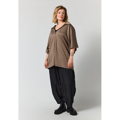 Gozzip Woman GEdit Tunic with zipper Tunic Brown