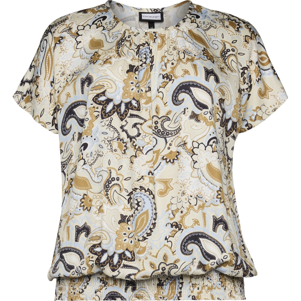 Gozzip Woman GElise Blouse Blouse Sand with blue print