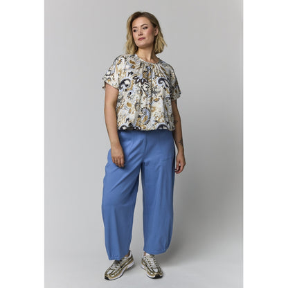 Gozzip Woman GElise Blouse Blouse Sand with blue print