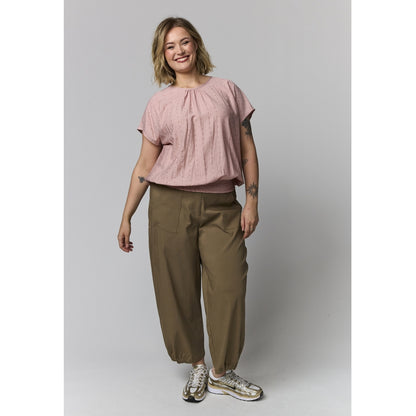 Gozzip Woman GElise Blouse Blouse Rose with brown and silver dots