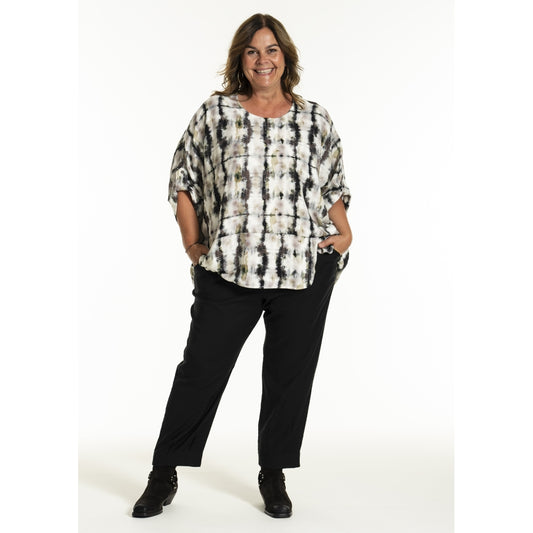 Gozzip Woman GElissa Oversize Blouse Oversize Blouse Offwhite-Black-clay