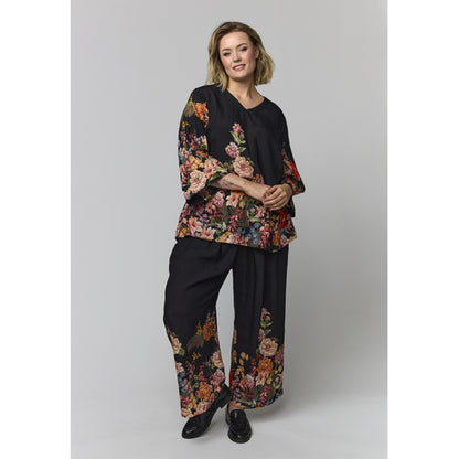 Gozzip Woman GElse-Marie Blouse Blouse Black with rose fall board