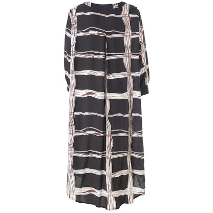 Gozzip Woman GElse Dress Dress Black with brown and offwhite pattern