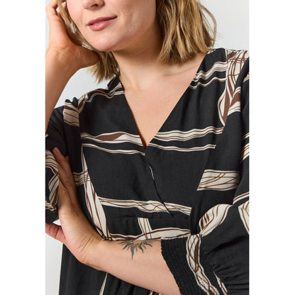 Gozzip Woman GElse Dress Dress Black with brown and offwhite pattern