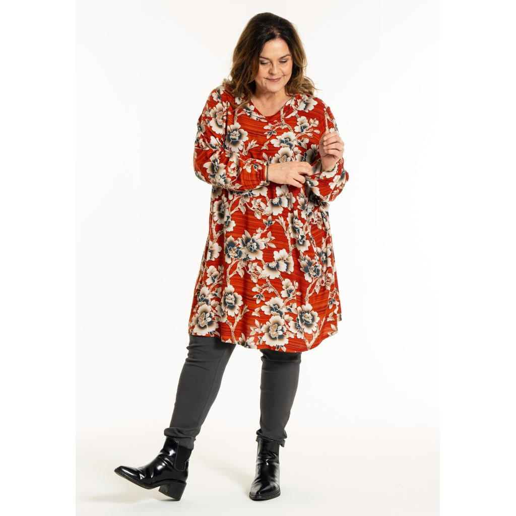 Gozzip Woman GEmily Tunic Tunic Pumpkin Flower