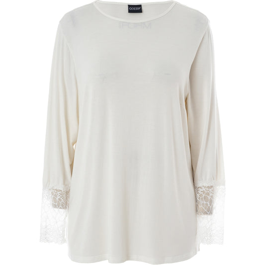 Gozzip Woman GEmira Long t-shirt ved lace T-Shirt Off-White