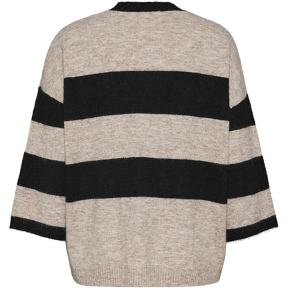 Gozzip Woman GFenja Knit Blouse with stripes Blouse Black/sand stripe