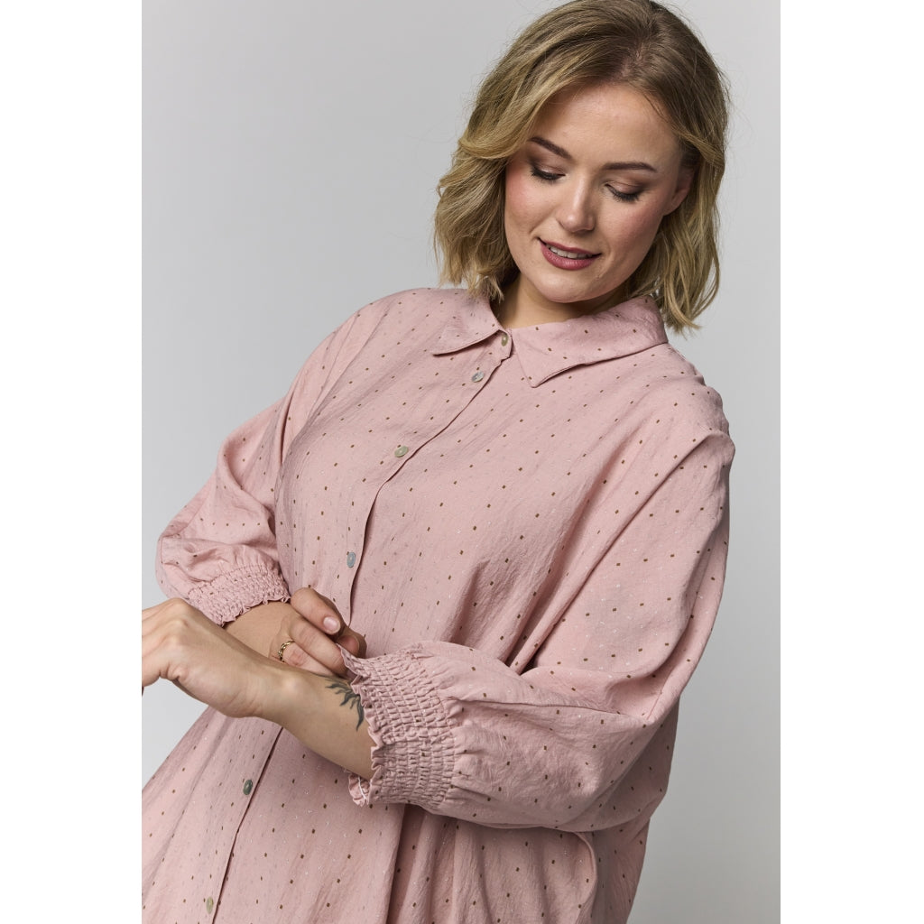 Gozzip Woman GGerda Oversize shirt Tunic Oversize shirt tunic Rose with brown and silver dots