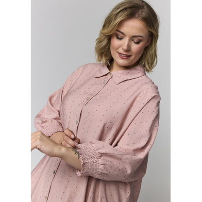 Gozzip Woman GGerda Oversize shirt Tunic Oversize shirt tunic Rose with brown and silver dots