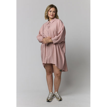 Gozzip Woman GGerda Oversize shirt Tunic Oversize shirt tunic Rose with brown and silver dots