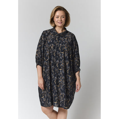Gozzip Woman GGerda Oversize shirt Tunic Oversize shirt tunic Black with grey brown flowers