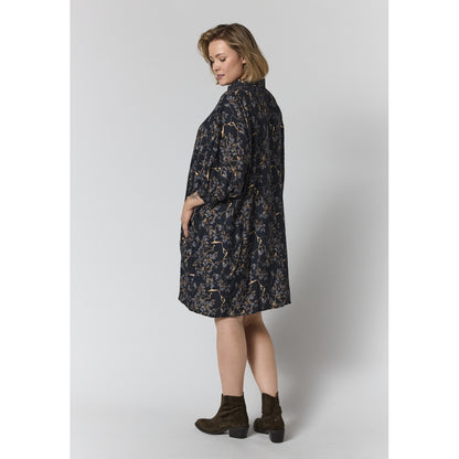 Gozzip Woman GGerda Oversize shirt Tunic Oversize shirt tunic Black with grey brown flowers