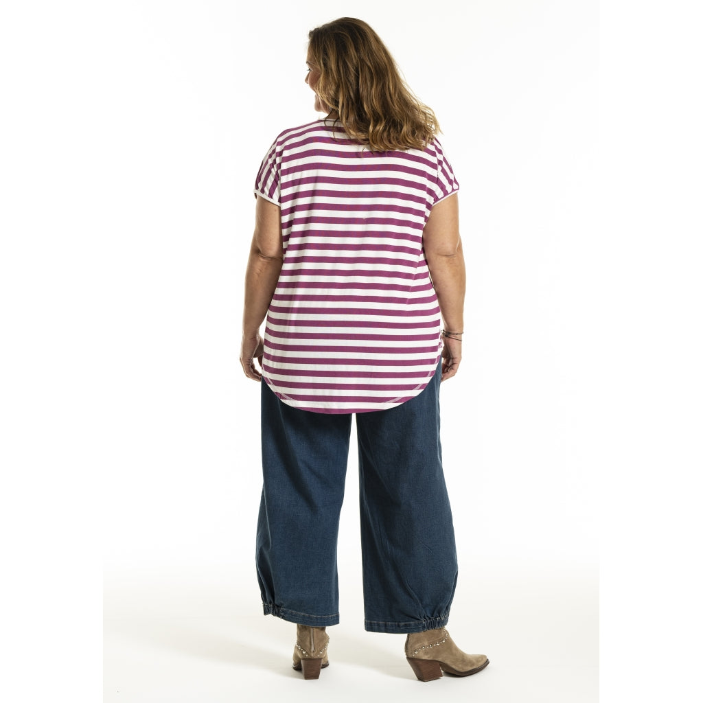 Gozzip Woman GGitte T-shirt striped T-Shirt Lilac Stripe
