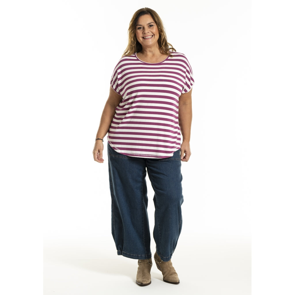 Gozzip Woman GGitte T-shirt striped T-Shirt Lilac Stripe