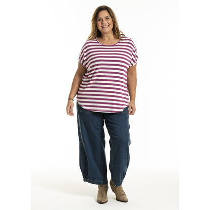 Gozzip Woman GGitte T-shirt striped T-Shirt Lilac Stripe