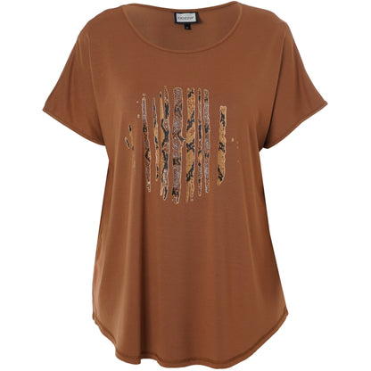 Gozzip Woman GGitte T-shirt with print T-Shirt Cognac