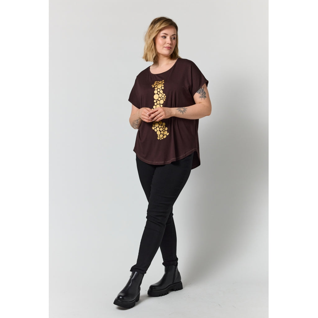 Gozzip Woman GGitte T-shirt with print T-Shirt Brown