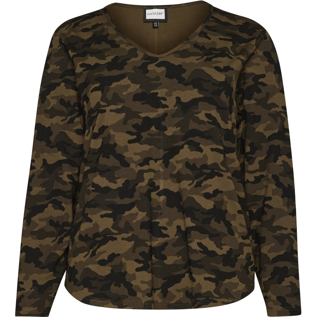 Gozzip Woman GGitte t-shirt with long sleeves T-Shirt Army