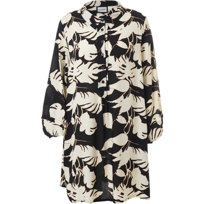 Gozzip Woman GGurly Tunic Tunic Black with offwhite flower