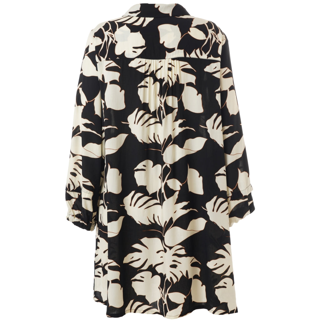 Gozzip Woman GGurly Tunic Tunic Black with offwhite flower