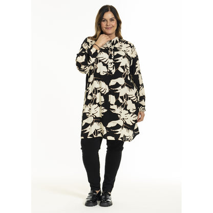 Gozzip Woman GGurly Tunic Tunic Black with offwhite flower