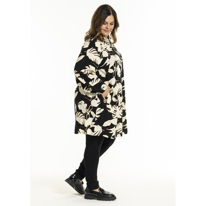 Gozzip Woman GGurly Tunic Tunic Black with offwhite flower