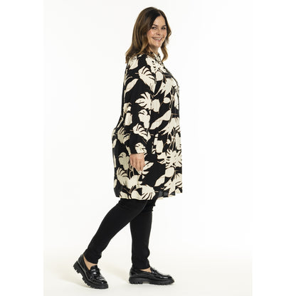 Gozzip Woman GGurly Tunic Tunic Black with offwhite flower