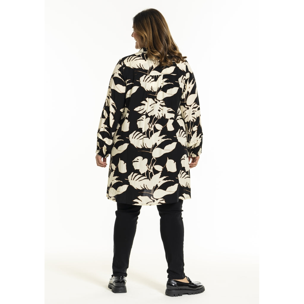 Gozzip Woman GGurly Tunic Tunic Black with offwhite flower