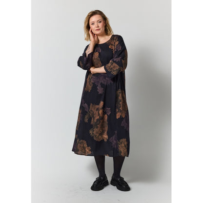 Gozzip Woman GLuma Dress Dress Black with big flowers