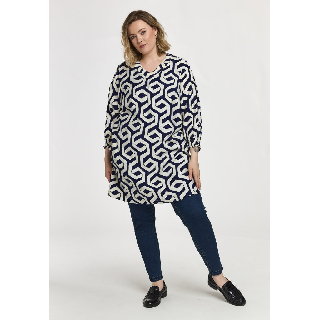 Gozzip Woman GMeta Tunic Tunic Blue offwhite print
